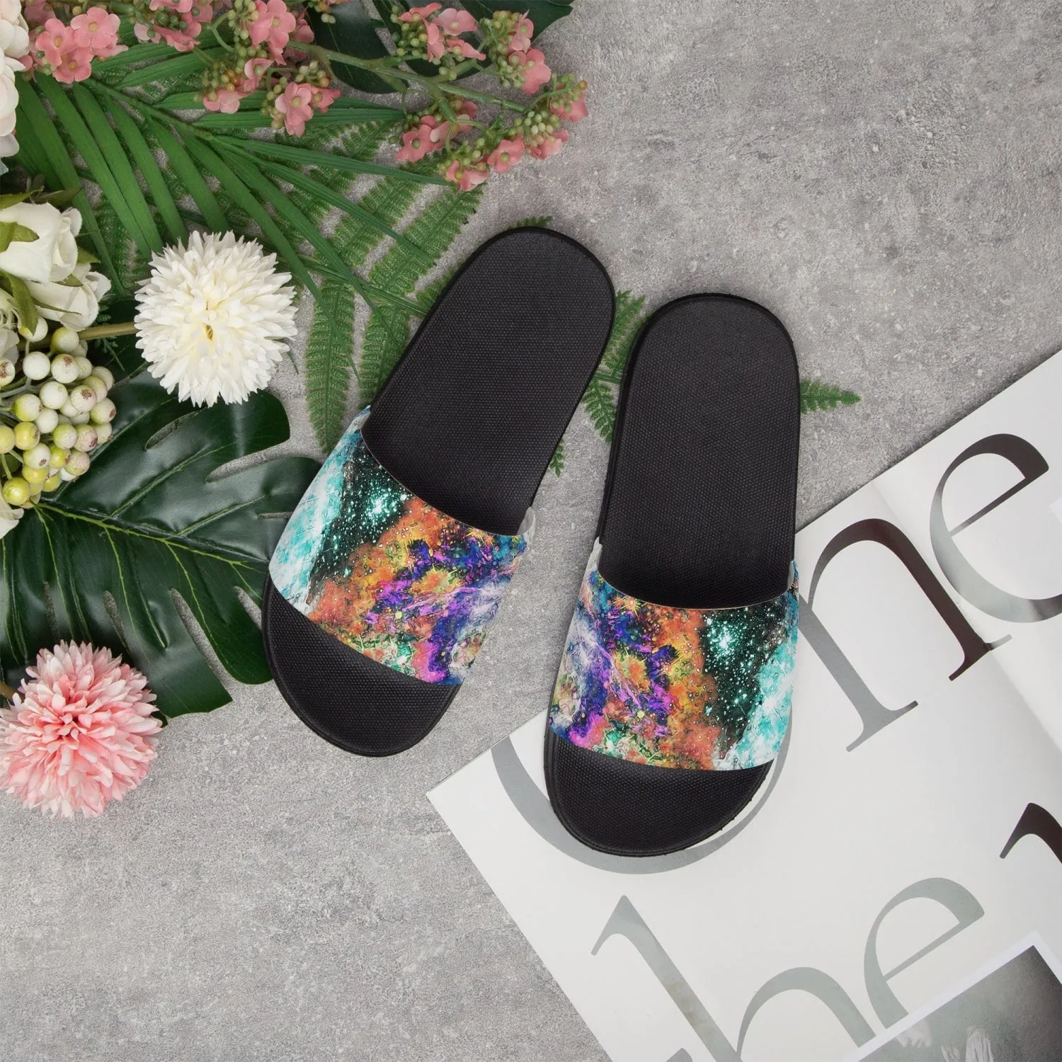 Acquiesce Apothos Psychedelic Split-Style Slides (Black Sole)
