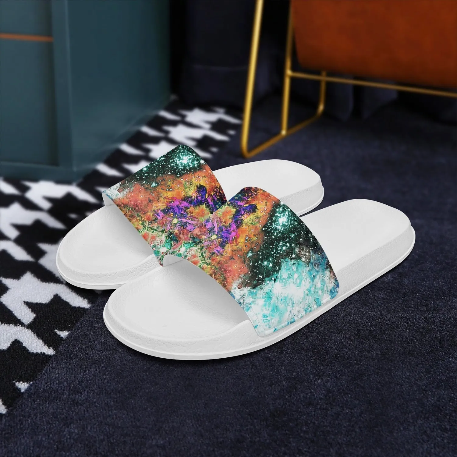Acquiesce Apothos Psychedelic Split-Style Slides (White Sole)