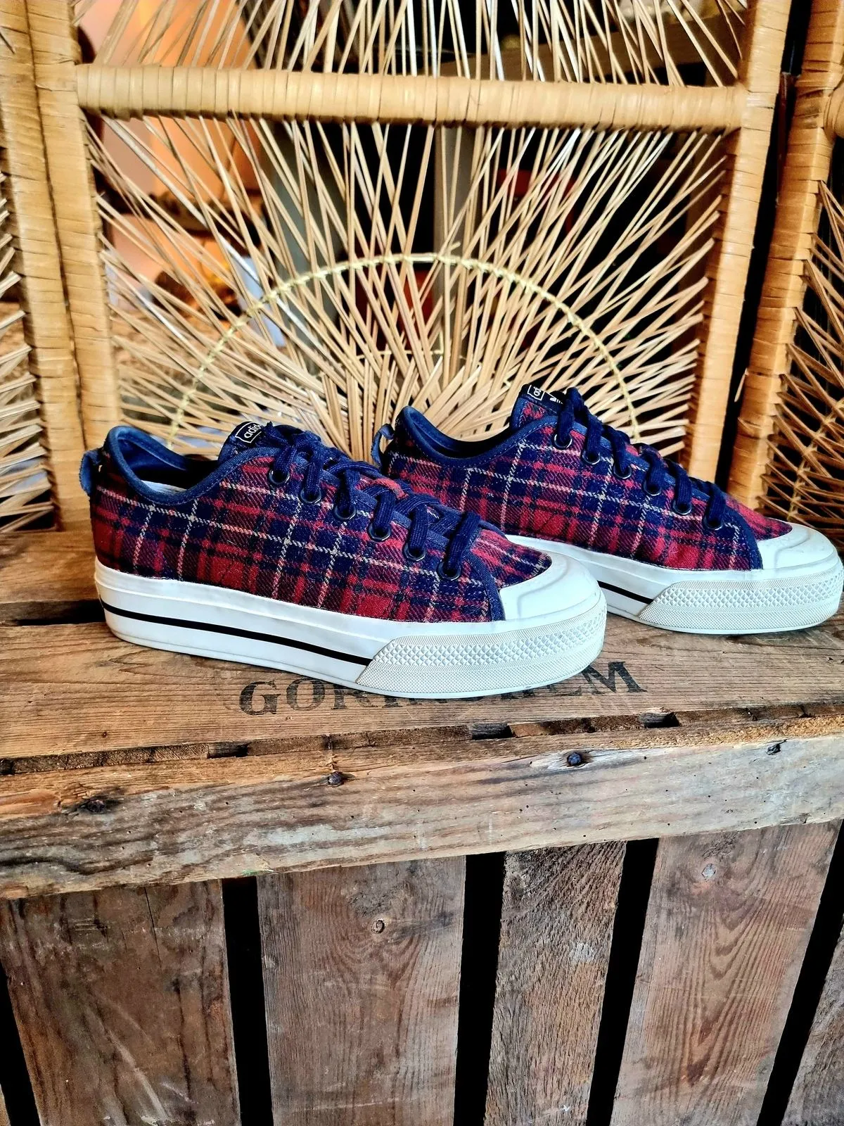 Adidas Nizza RF Platform Mid Plaid Trainers Sneakers