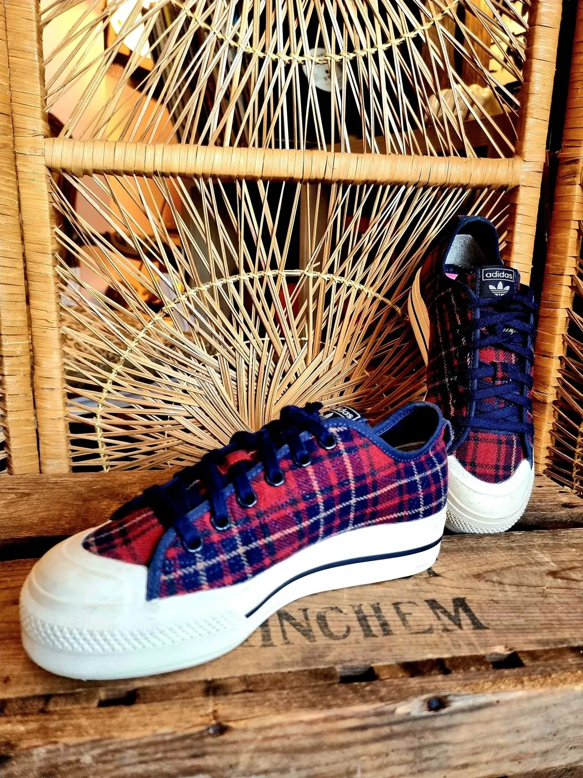 Adidas Nizza RF Platform Mid Plaid Trainers Sneakers