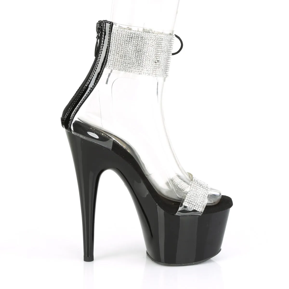 Adore 727RS Black Rhinestone Cuff 7" High Heels