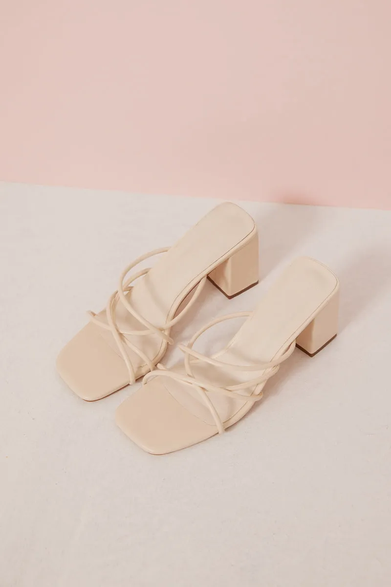 Avenue Strappy Block Heels in Ivory