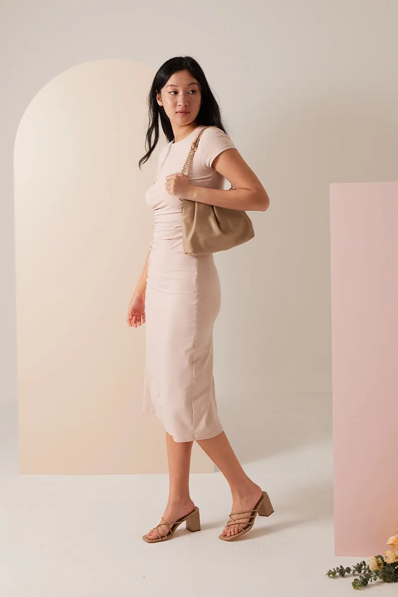 Avenue Strappy Block Heels in Taupe