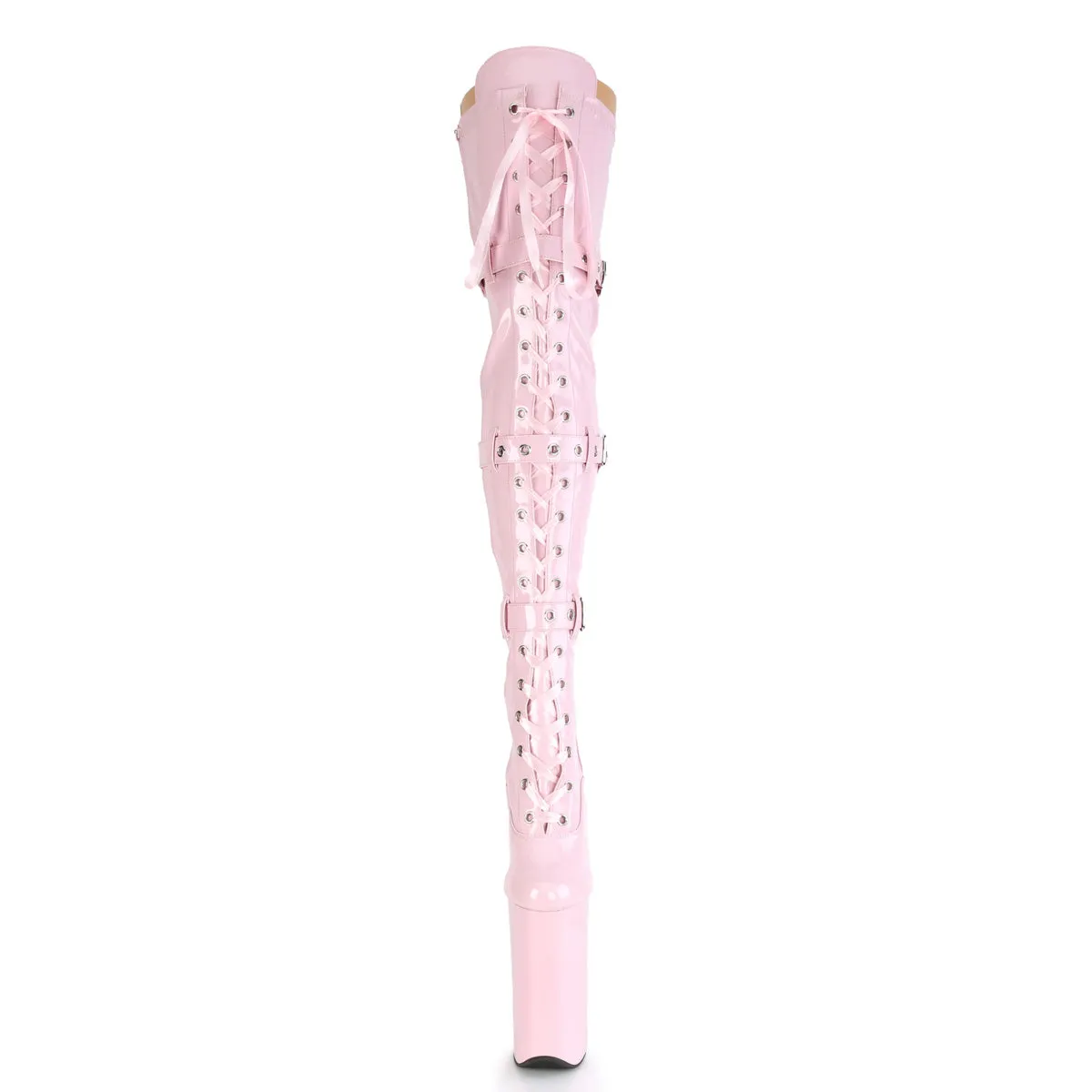 Beyond 3028 Baby Pink Patent 10" Heel Thigh High Boots -Direct
