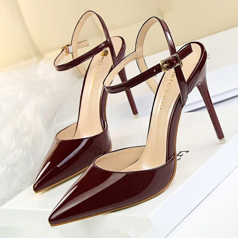 BIGTREE Shoes Fashion High Heels Shoes Patent Leather Woman Pumps Sexy Women Heels Blue Sliver Stiletto Heels Women Sandals 2021