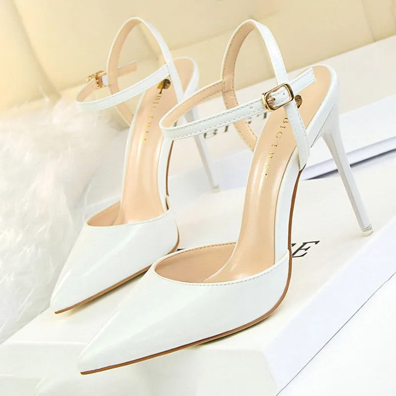 BIGTREE Shoes Fashion High Heels Shoes Patent Leather Woman Pumps Sexy Women Heels Blue Sliver Stiletto Heels Women Sandals 2021