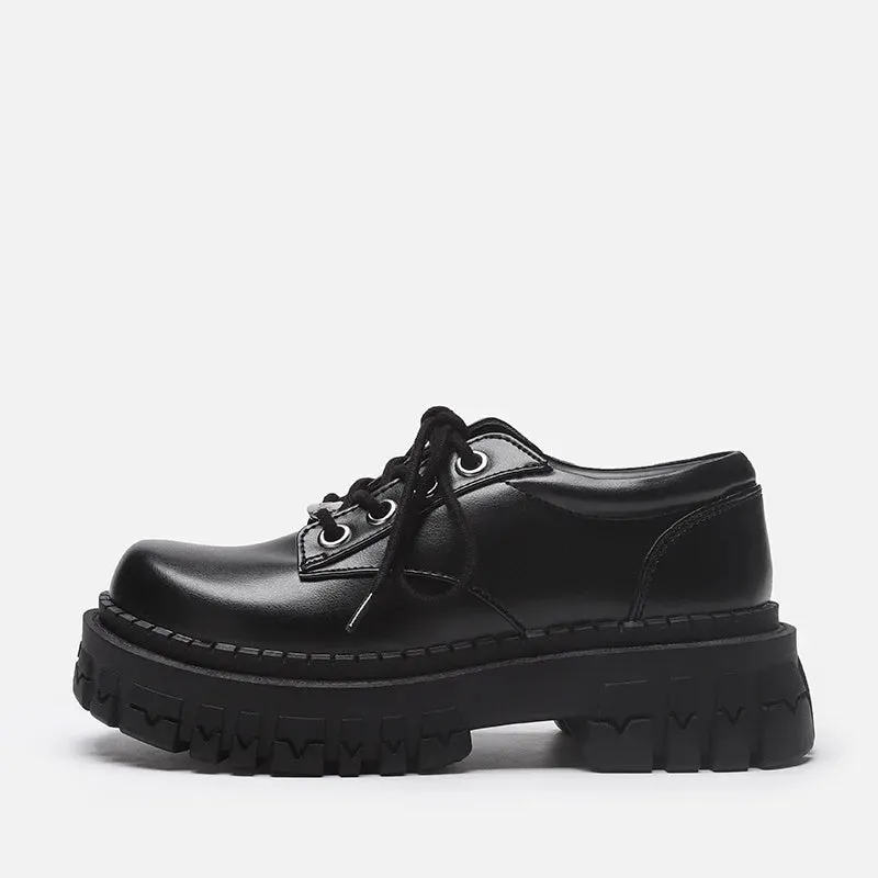 binfenxie New Women Pumps Derby Oxfords Loafers Chunky Heel Platform Ladies Shoes Female Fashion Casual Retro Black College Daily Footwear