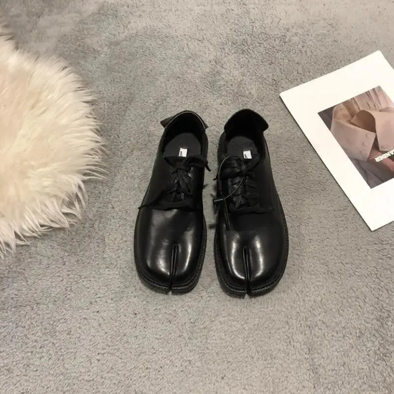 binfenxie Trendy Fashion Flats Shoes Women  Ninja Moccasins Split Toe Lace Up Loafers Casual Retro Pumps 2024 Autumn Footwear