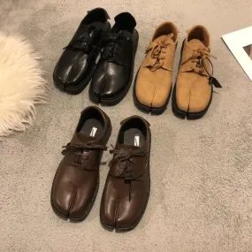 binfenxie Trendy Fashion Flats Shoes Women  Ninja Moccasins Split Toe Lace Up Loafers Casual Retro Pumps 2024 Autumn Footwear