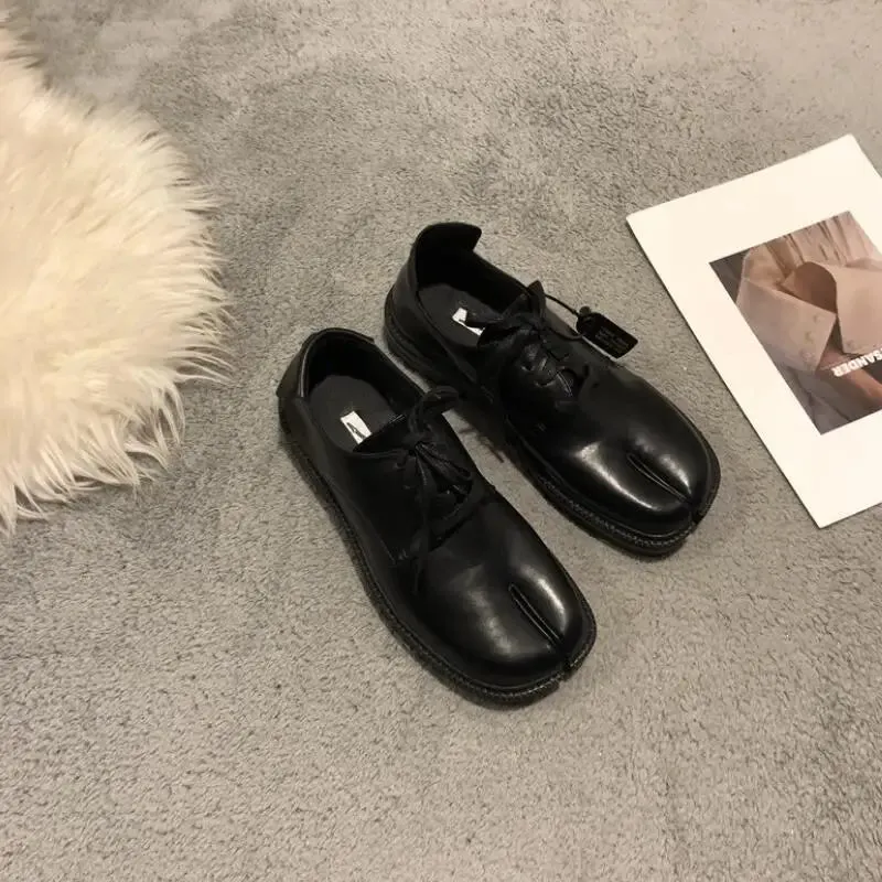 binfenxie Trendy Fashion Flats Shoes Women  Ninja Moccasins Split Toe Lace Up Loafers Casual Retro Pumps 2024 Autumn Footwear