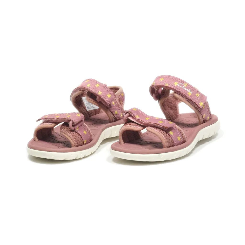Clarks Flat Sandals Canvas Pink Colour For Kids