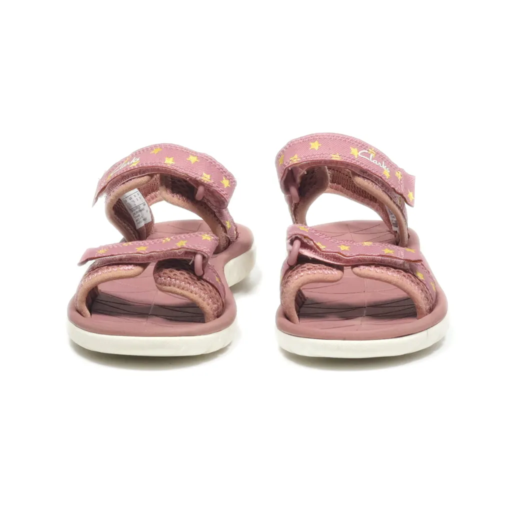 Clarks Flat Sandals Canvas Pink Colour For Kids