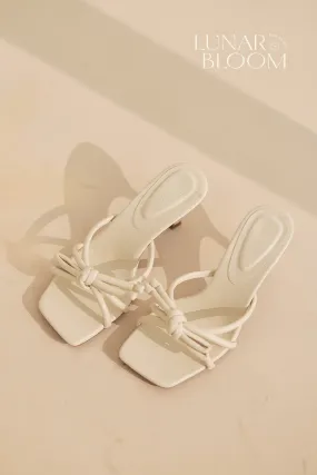 Delaney Knotted Ribbon Heels in Cream