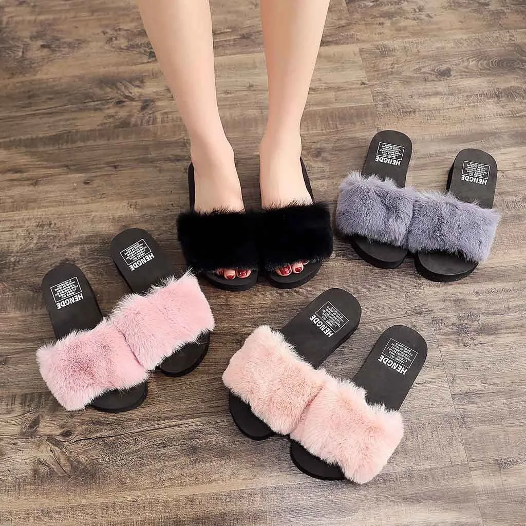 Furry Beach Slippers