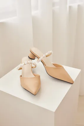 Hera Baroque Pearl Heels in Nude
