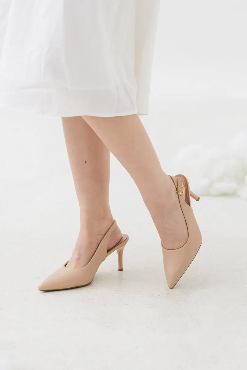 Ingrid Slingback Cloud Heels in Nude