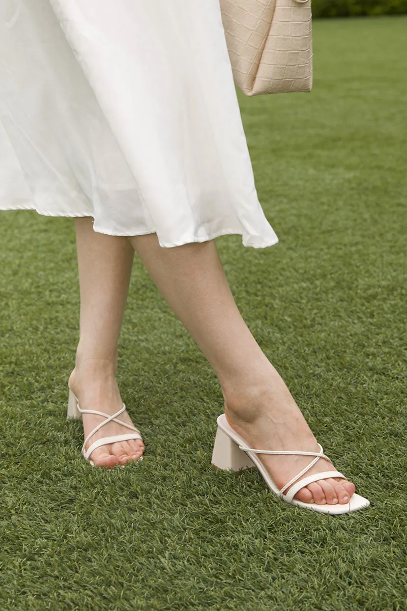 Joysie Strappy Block Heels in Cream