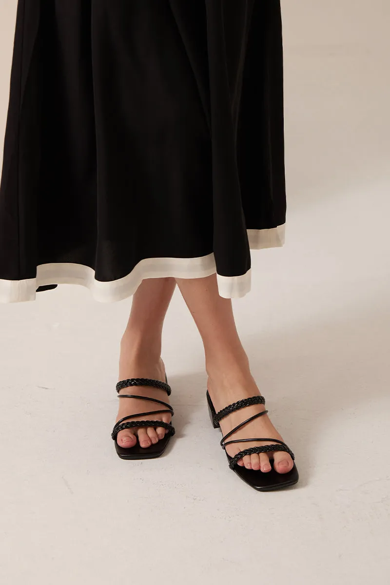 Kasier Braided Strappy Heel in Black