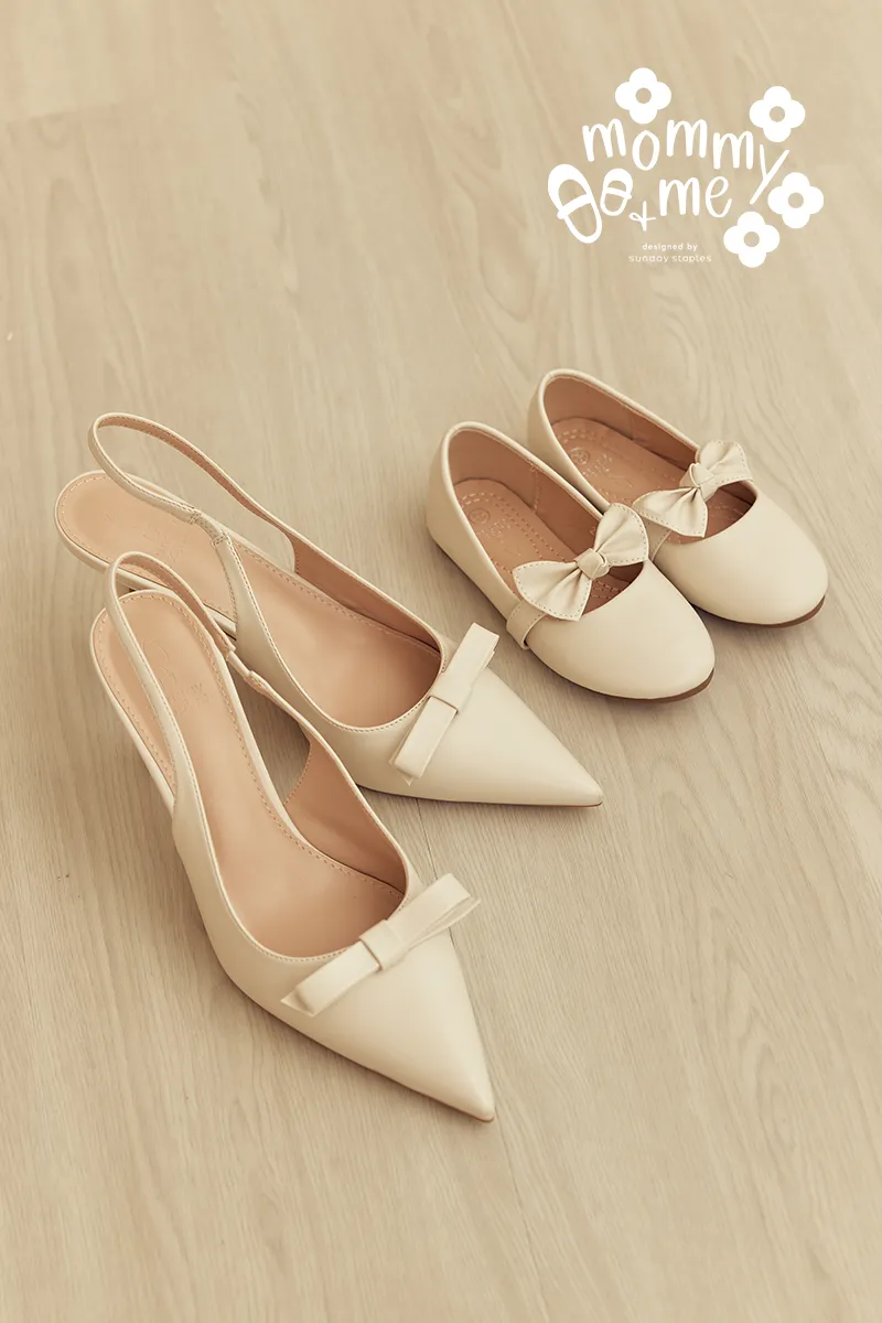 Keiana Ribbon Slingback Covered Heels in Cream