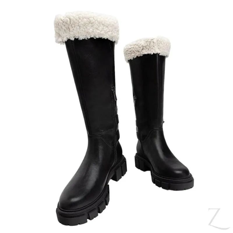 Ladies Chunky Mid-Calf Boots | Fur Inner | "Sia"