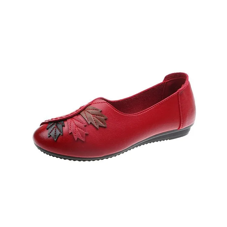 Large Size Loafers Ladies Casual Flats Spring Autumn Retro Comfortable Soft Bottom Round Head Work Shoes Chaussures Femmes