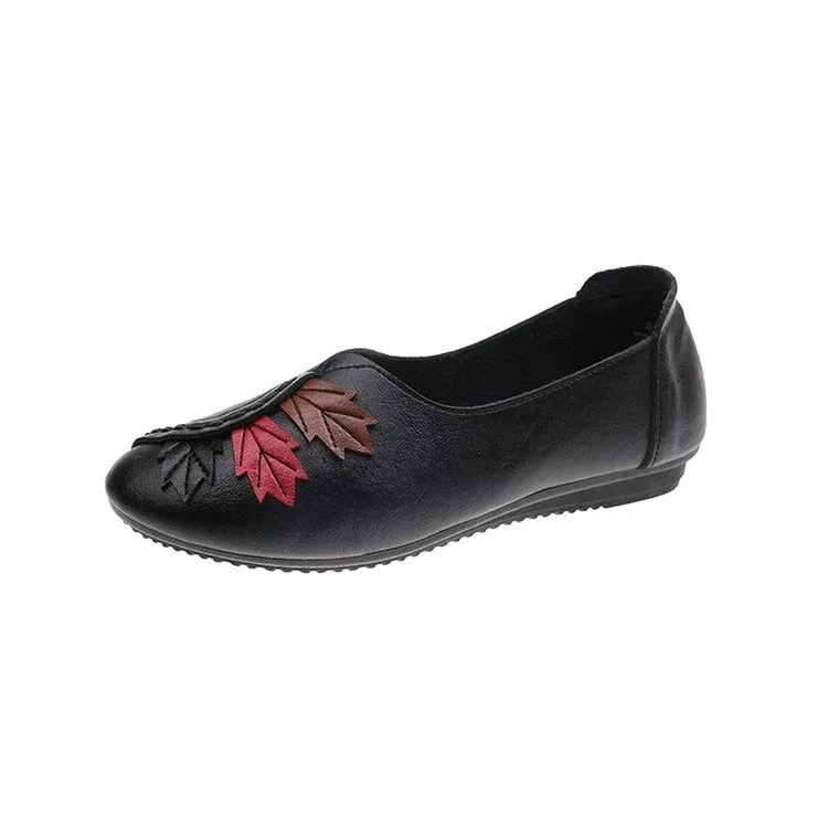 Large Size Loafers Ladies Casual Flats Spring Autumn Retro Comfortable Soft Bottom Round Head Work Shoes Chaussures Femmes