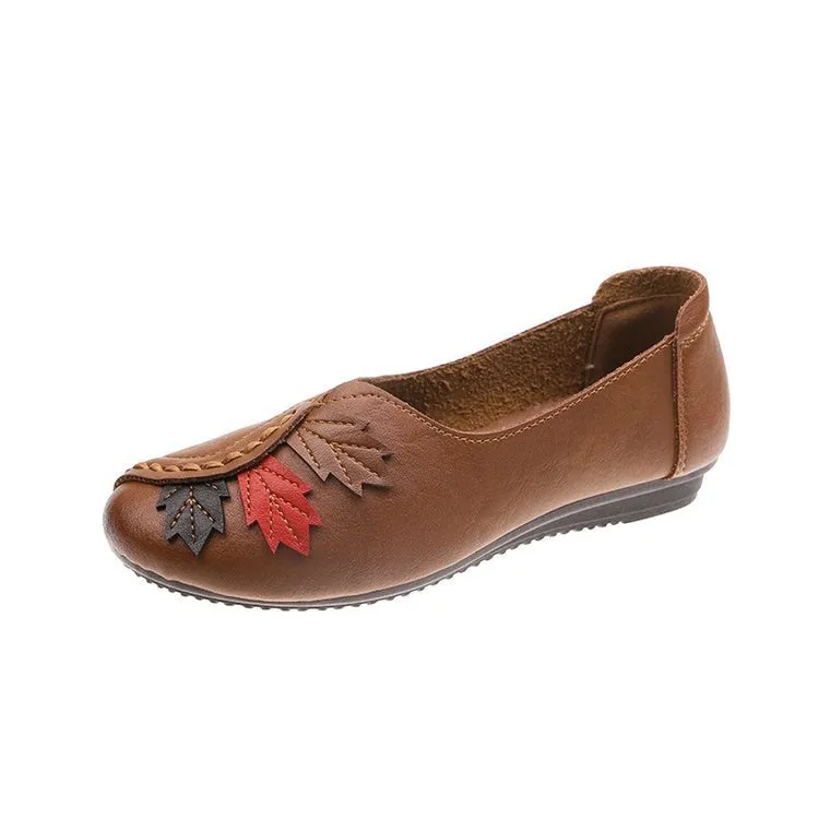 Large Size Loafers Ladies Casual Flats Spring Autumn Retro Comfortable Soft Bottom Round Head Work Shoes Chaussures Femmes