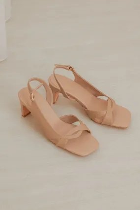 Larna Strappy Slingback Heels in Nude