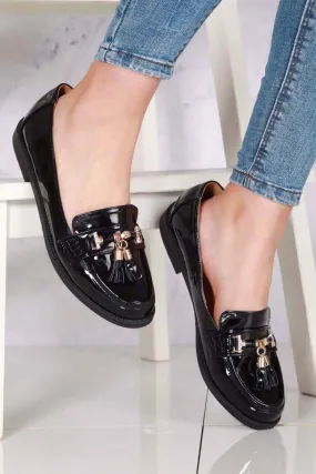 Lucy Horsebit Toggle Loafer in Black Patent