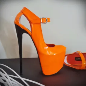 Modern Mary Jane Orange Gloss Heels