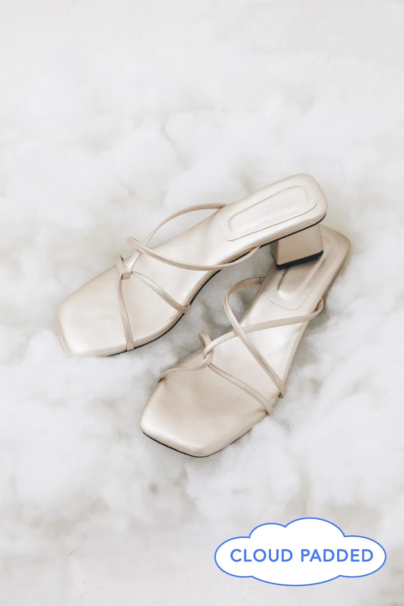 Nyles Strappy Cloud Heels in Foil