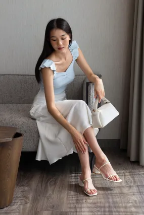 Ondine Pearl Strappy Block Heels in Cream