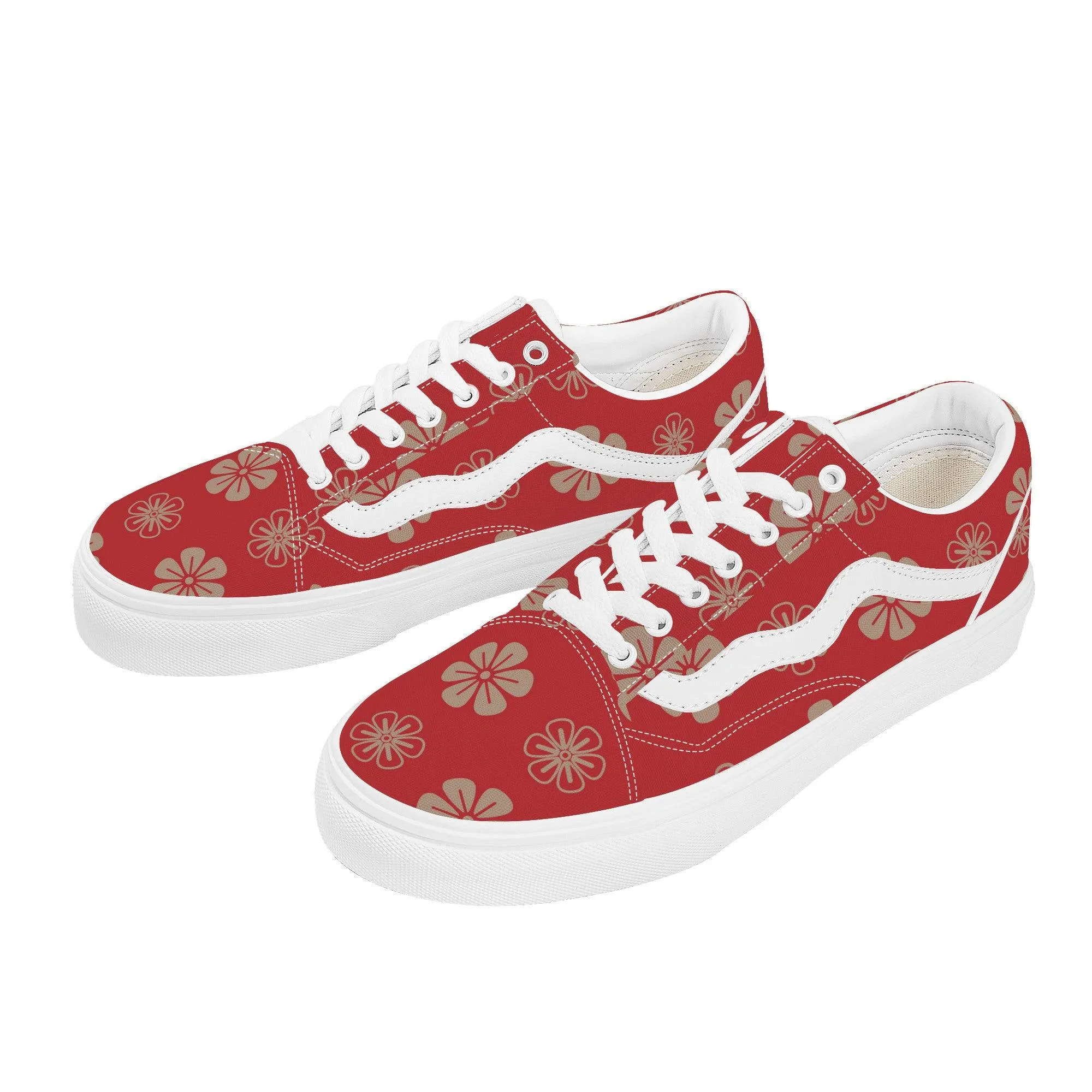 Red Low Top Flat Sneaker
