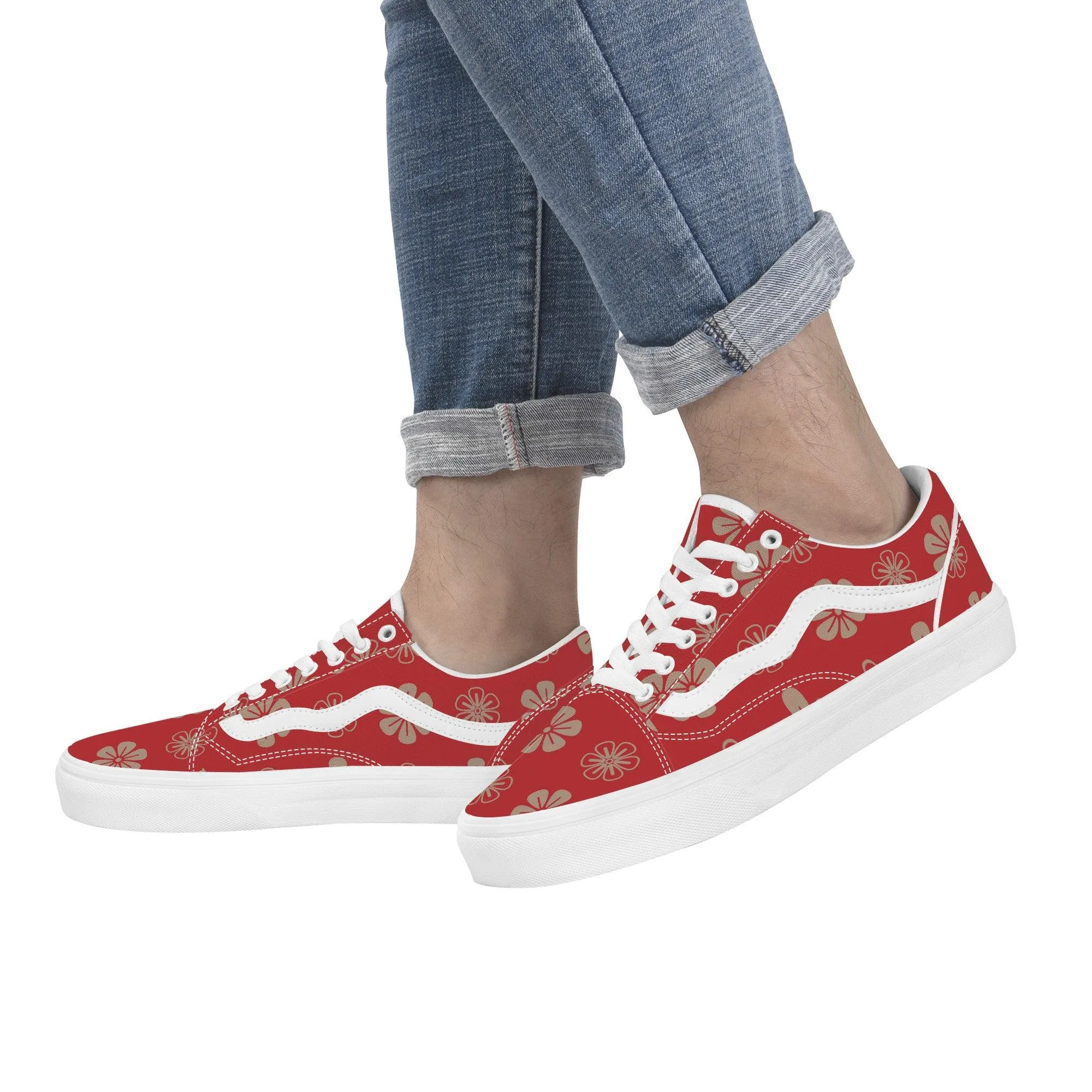 Red Low Top Flat Sneaker