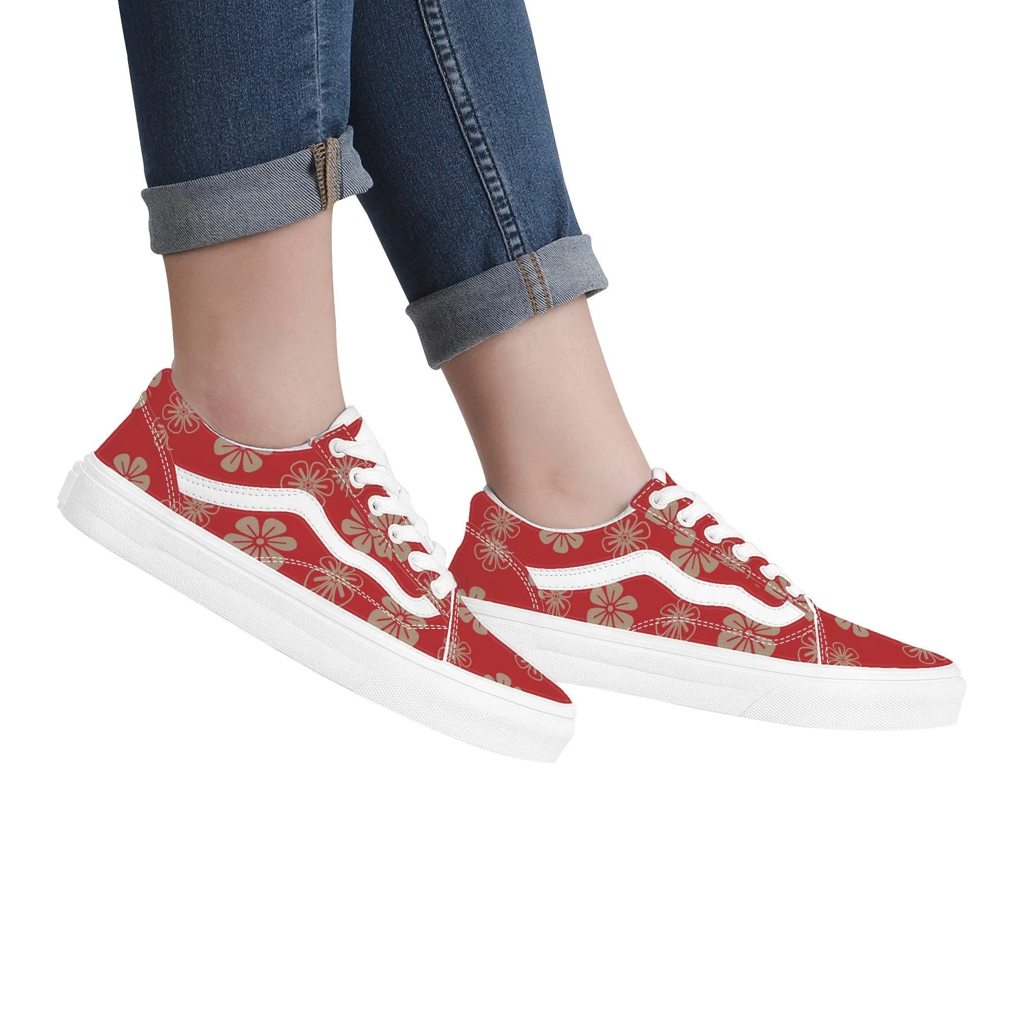 Red Low Top Flat Sneaker