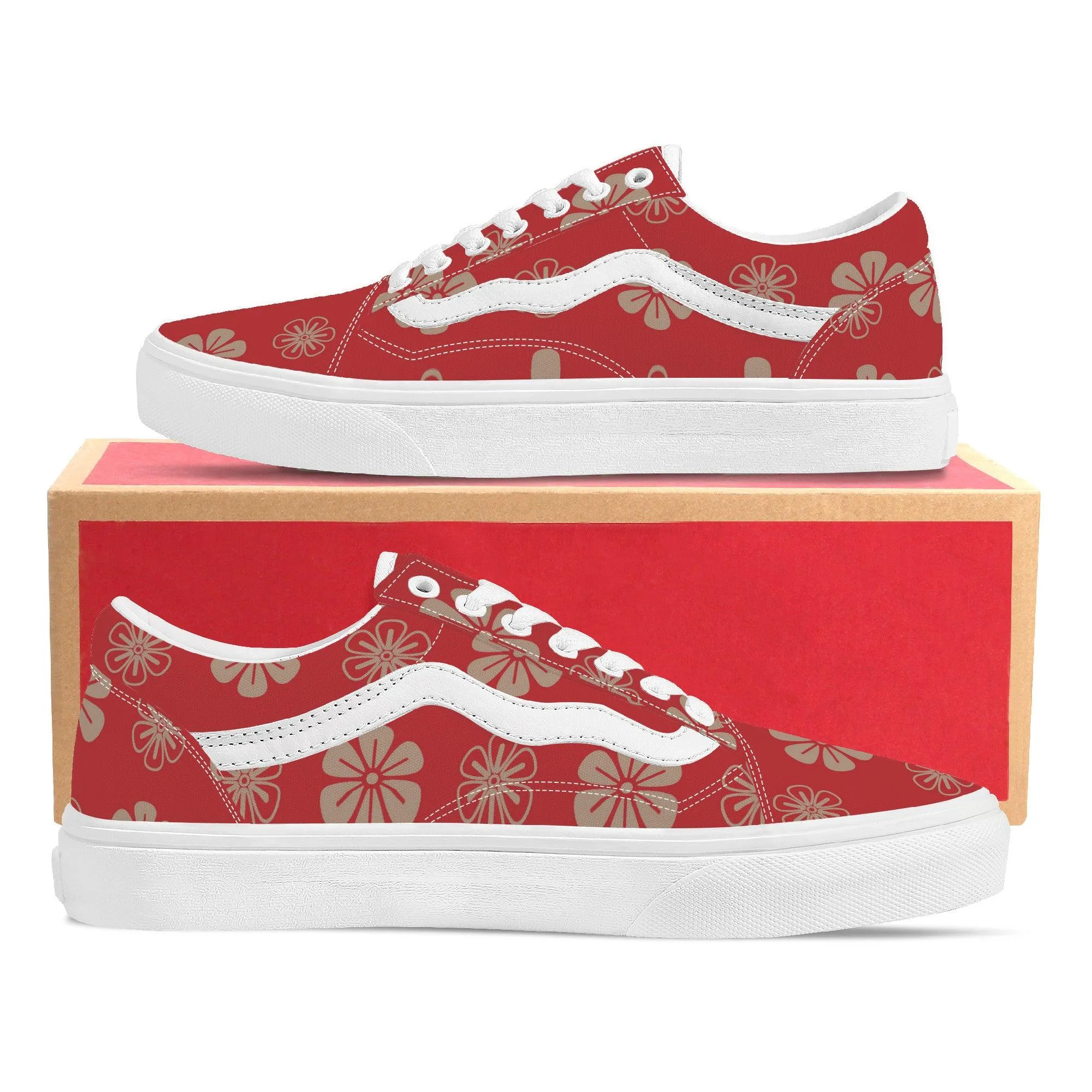 Red Low Top Flat Sneaker