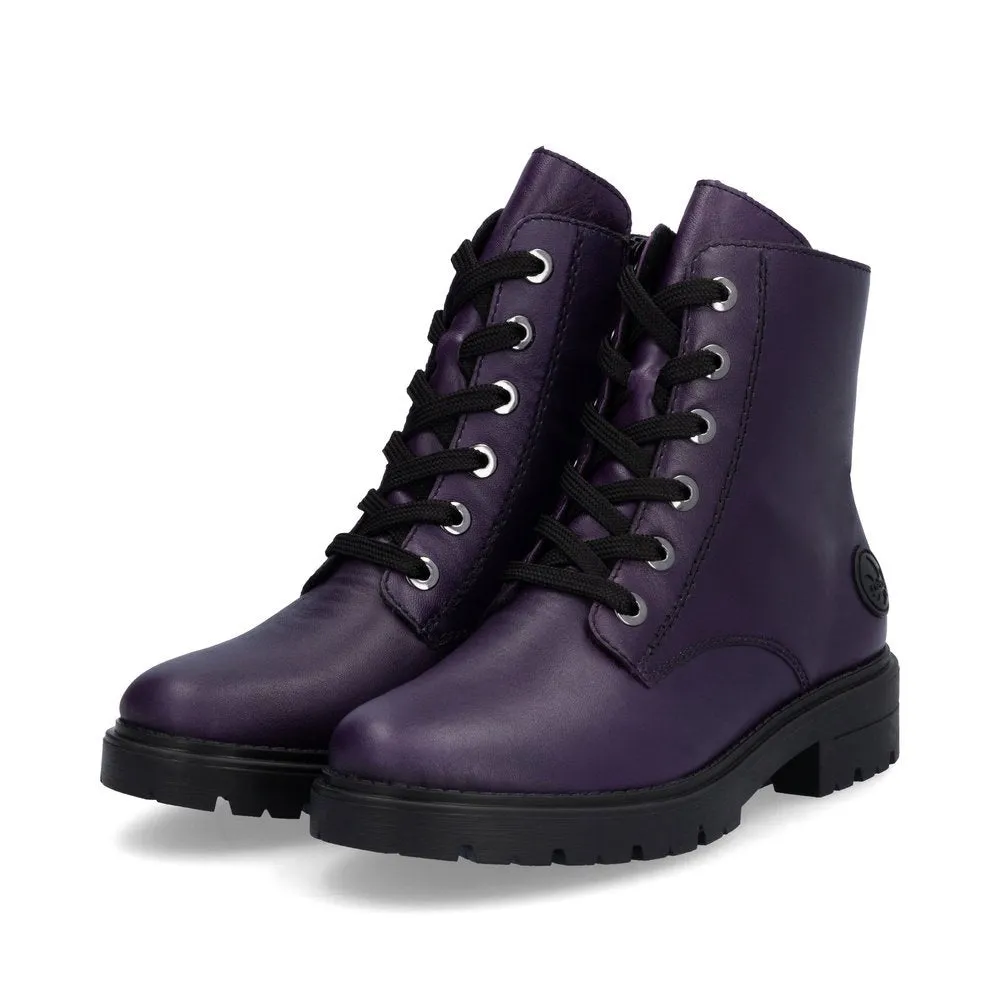 Rieker Womens Fashion Fleece Lined Leather Boots - Purple