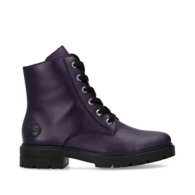Rieker Womens Fashion Fleece Lined Leather Boots - Purple