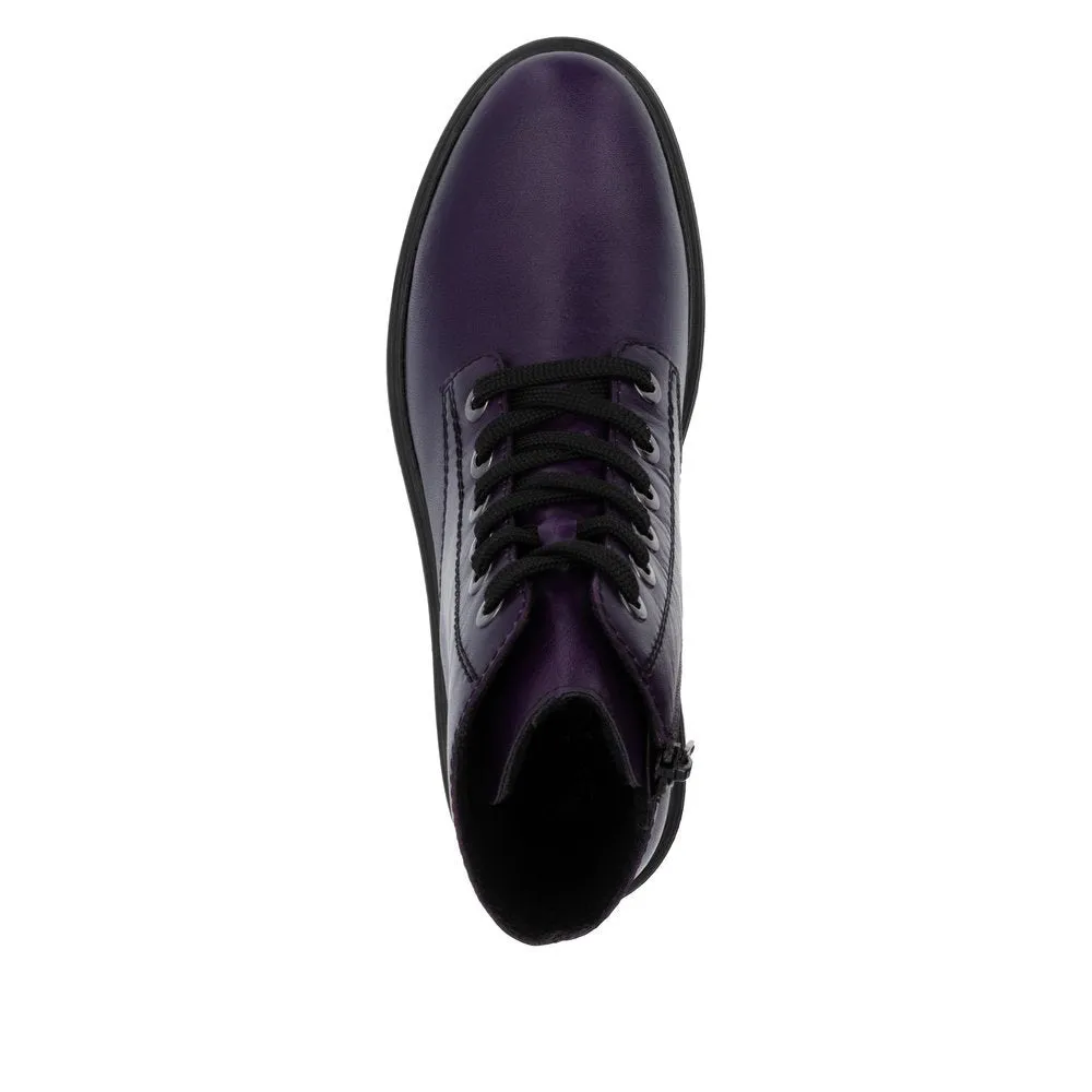 Rieker Womens Fashion Fleece Lined Leather Boots - Purple