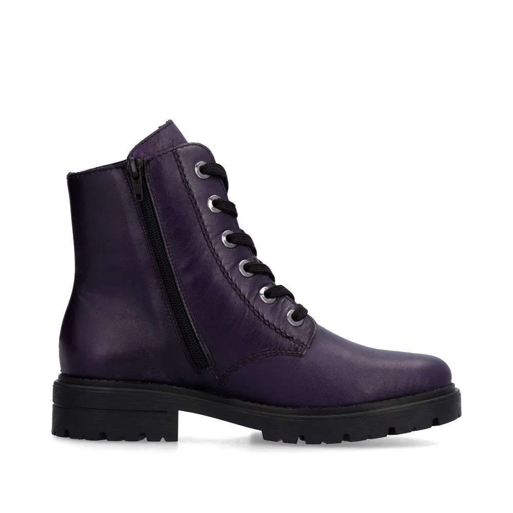 Rieker Womens Fashion Fleece Lined Leather Boots - Purple