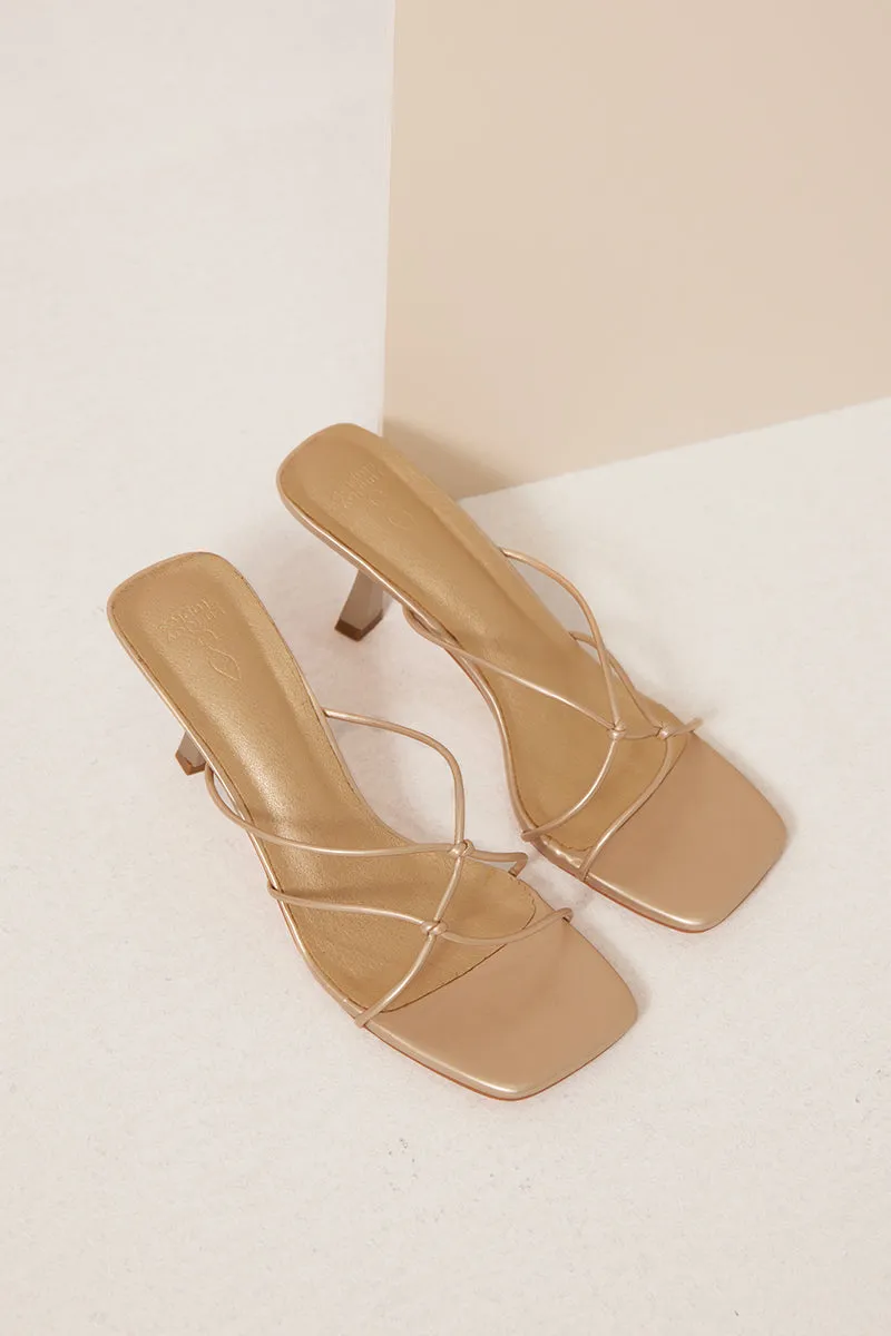 Rome Knotted Heels in Pale Gold