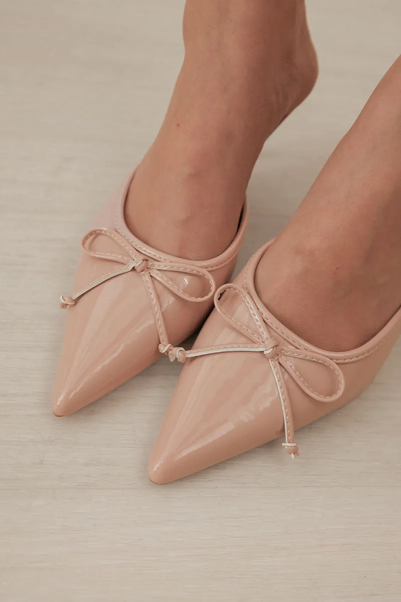 Rosa Ballet Slip-on Heels in Nude