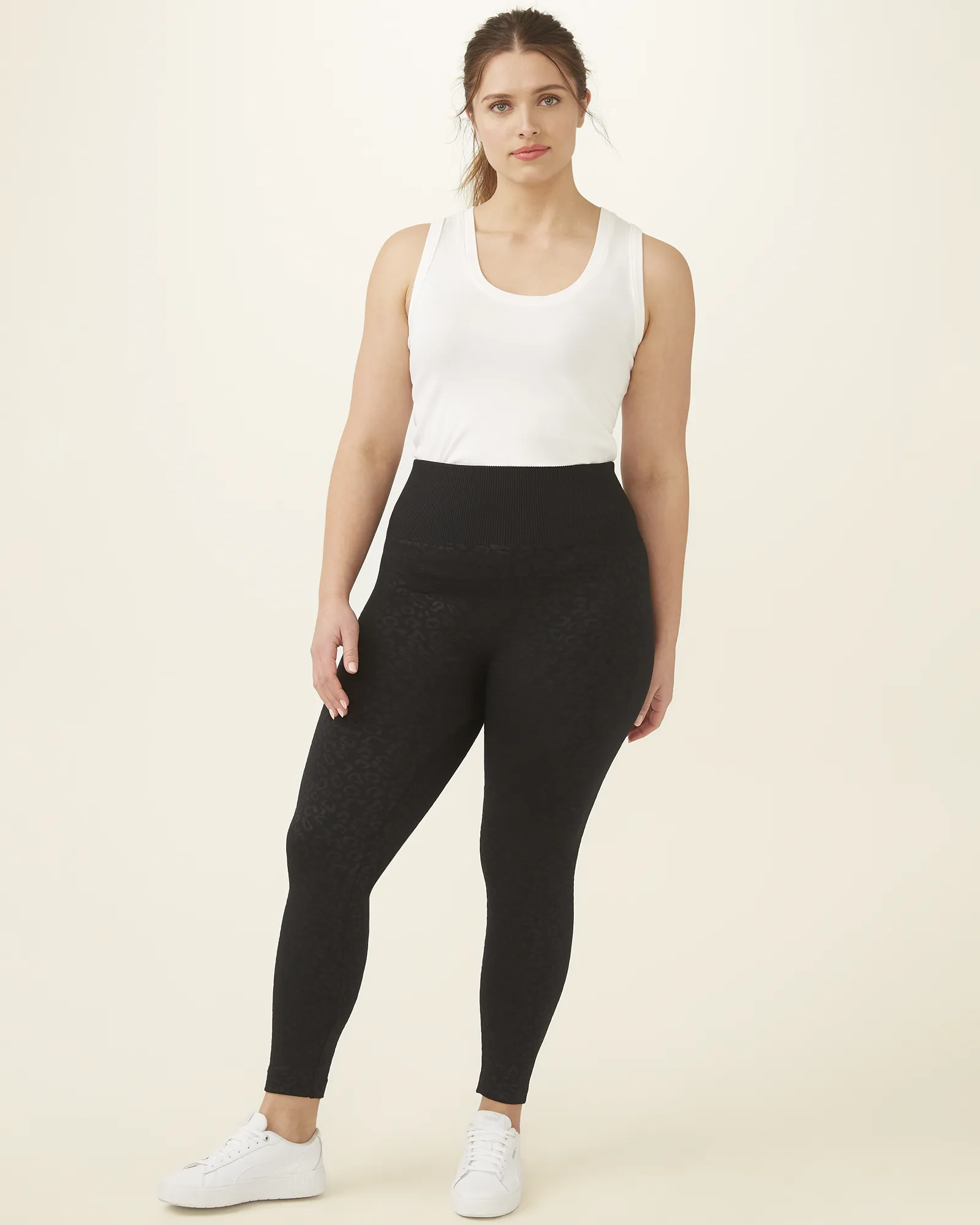 Sarah Printed Fleece Lined Legging | Black / Charcoal Grey