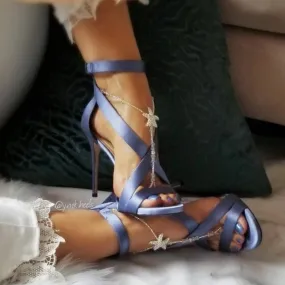 Satin Cross Strap Platform High Heel