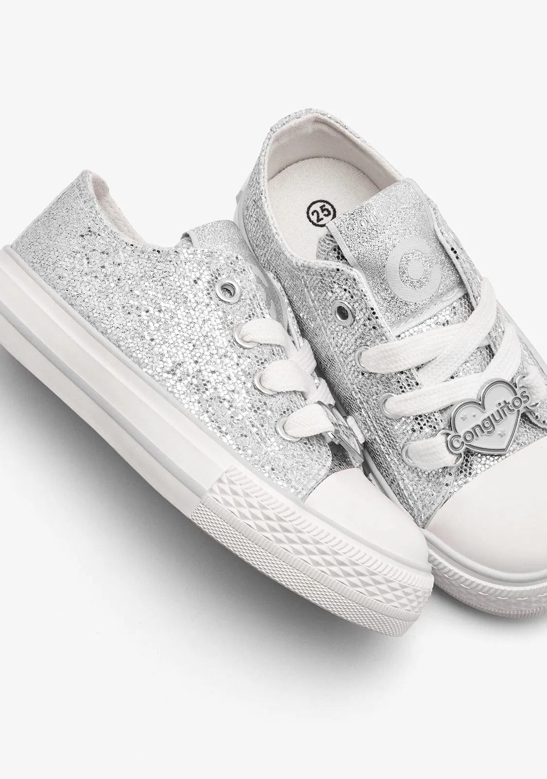 Silver Glitter Low Sneakers
