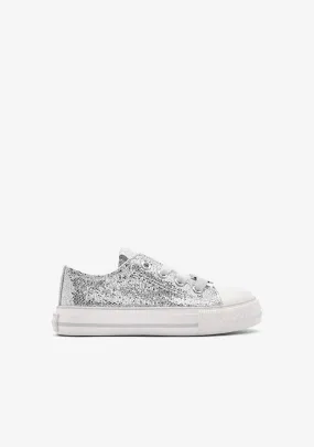 Silver Glitter Low Sneakers