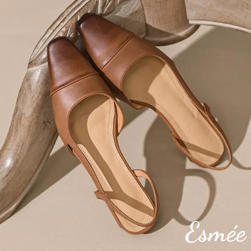 【Size 35 Special Offer】Leather Flat D'Orsay Slingback