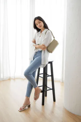 Soleil Interlocking Strappy Heels in Cream