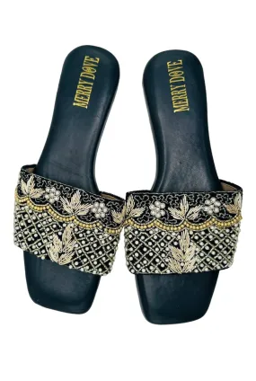 Sparkling Velvet Pearl Strap Sandal