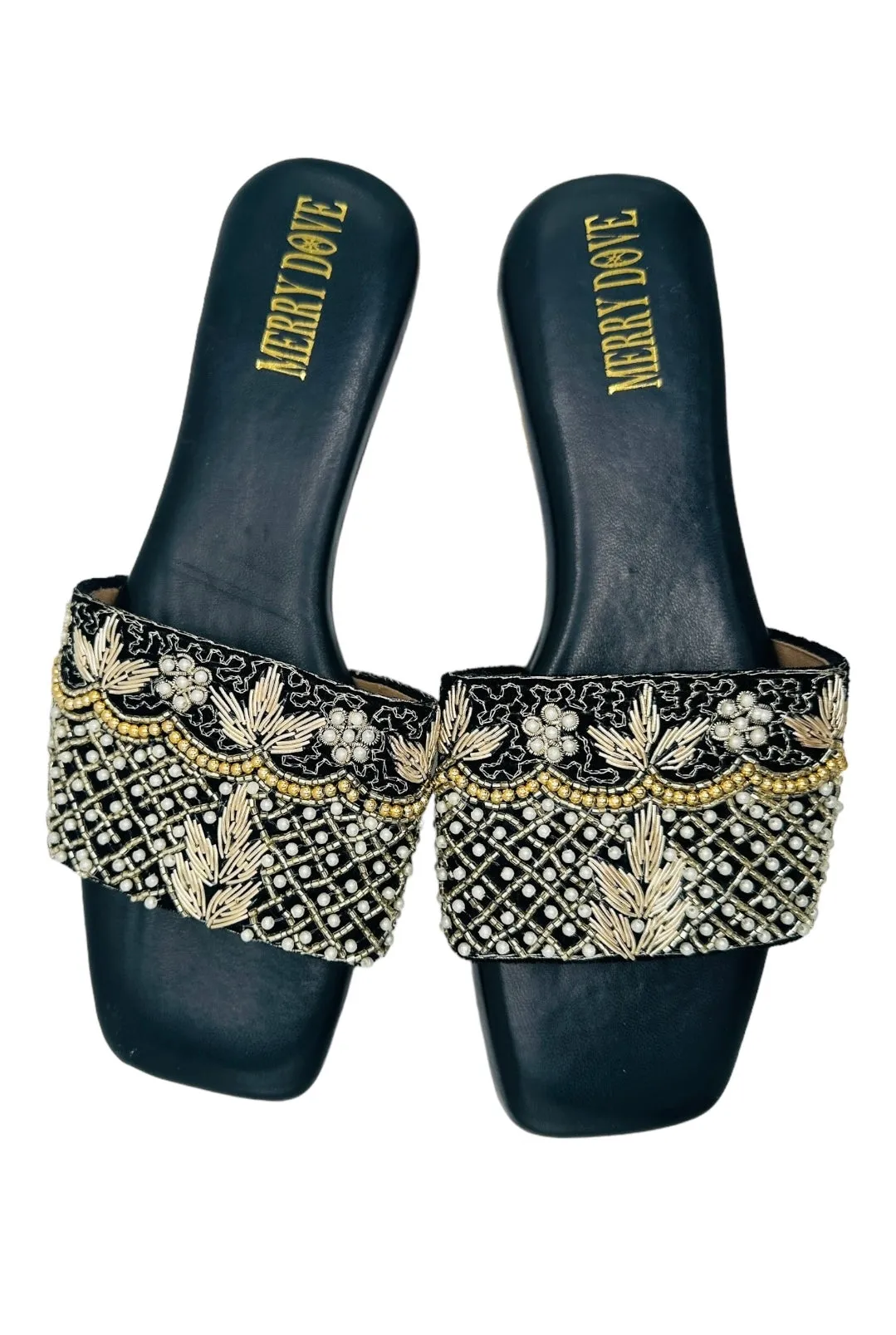 Sparkling Velvet Pearl Strap Sandal